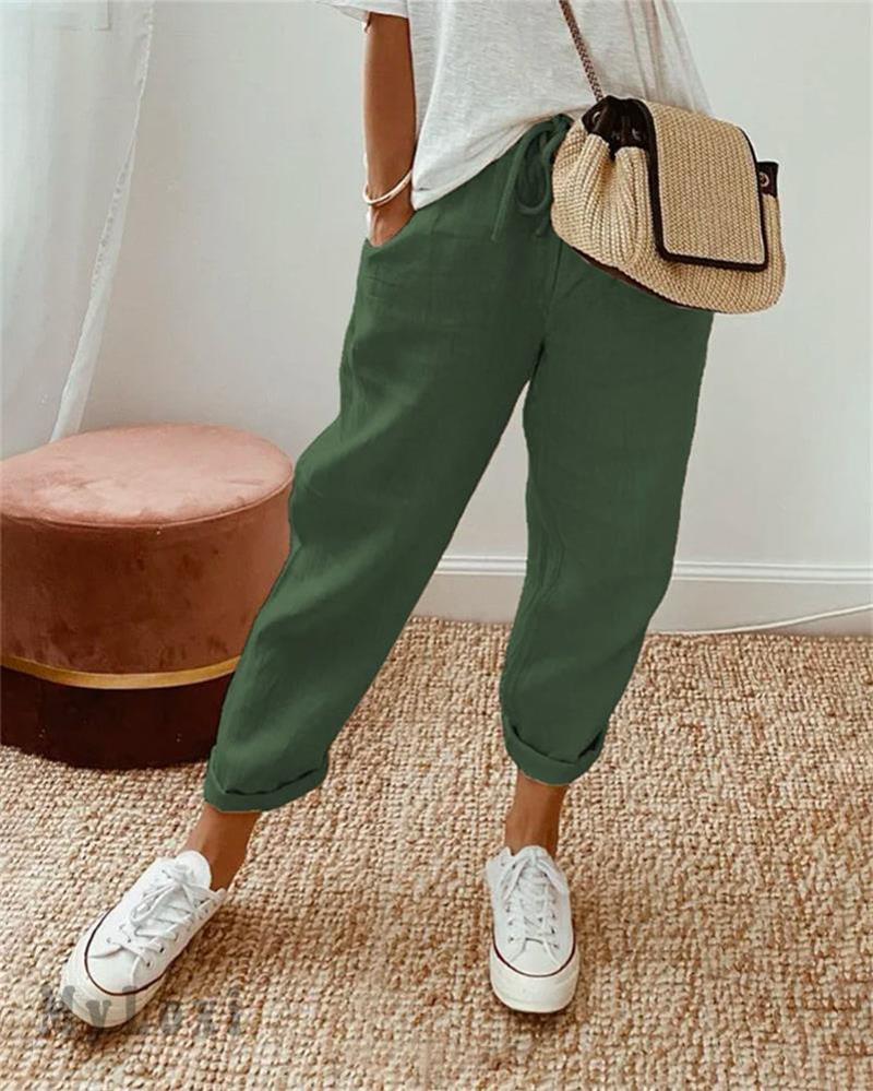💞50K+ SOLD!🦋 Ankle-Length Cotton Linen Pants – Breathable, elegant & kind to skin. High-waisted fit flatters every shape. A little treat for yourself or a thoughtful gift