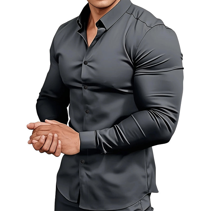 🔥LAST DAY SALE 50% OFF🔥Men's Solid Color Lapel Long Sleeve Button-Down Shirts