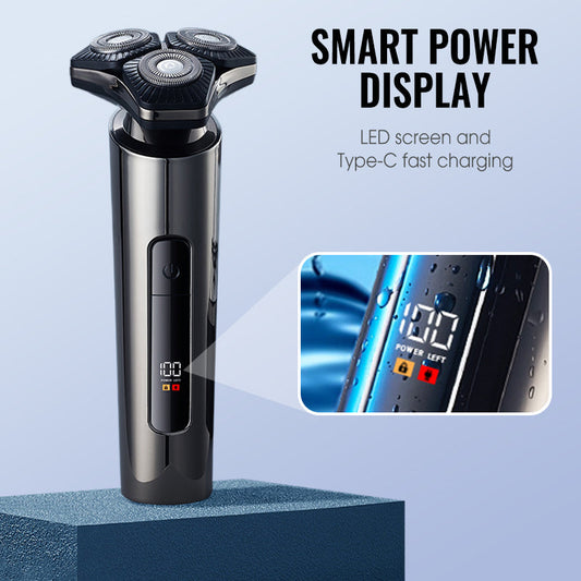 Multi Functional Electric LED Display 3-Blade Razor for Men